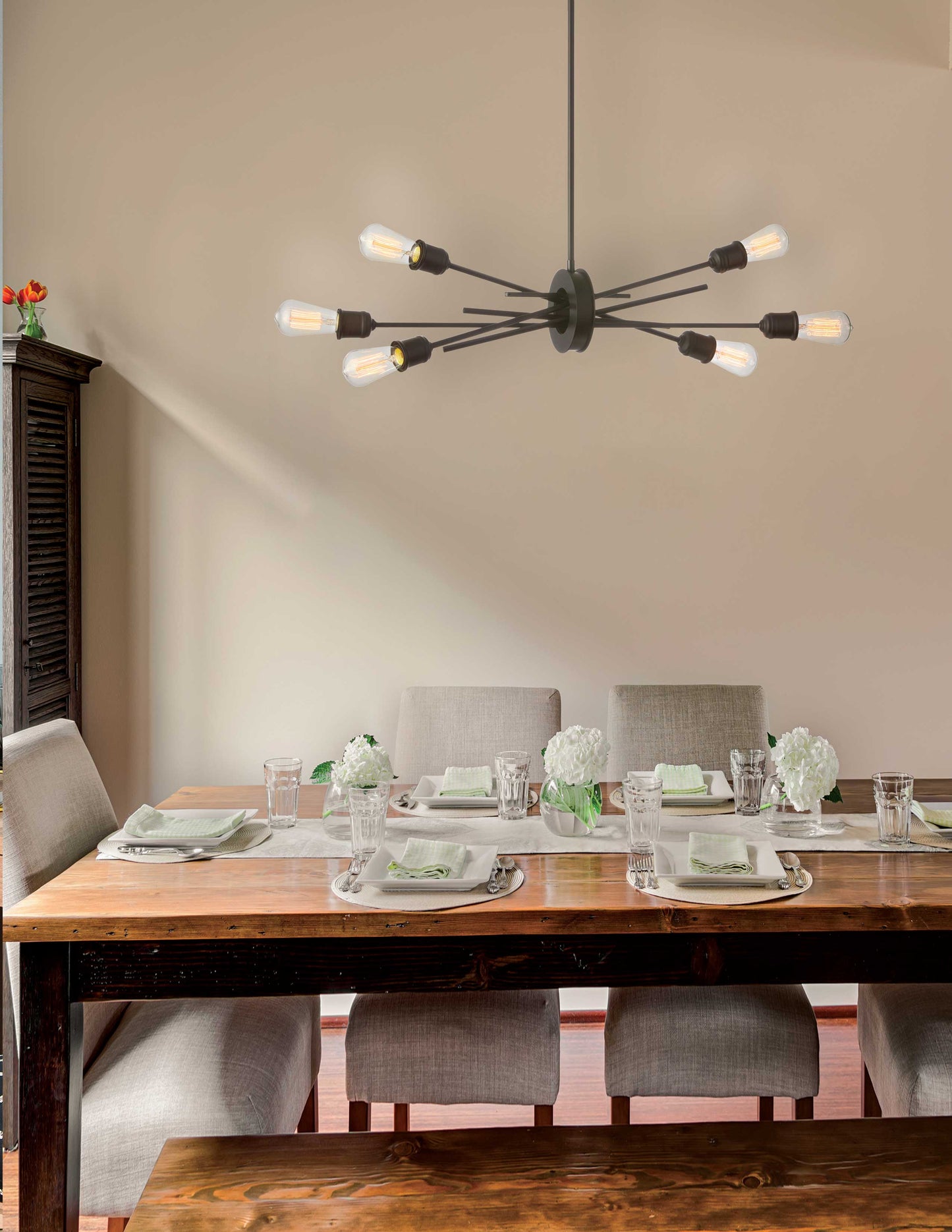 Dainolite 6 Light Horizontal Pendant, Espresso Finish