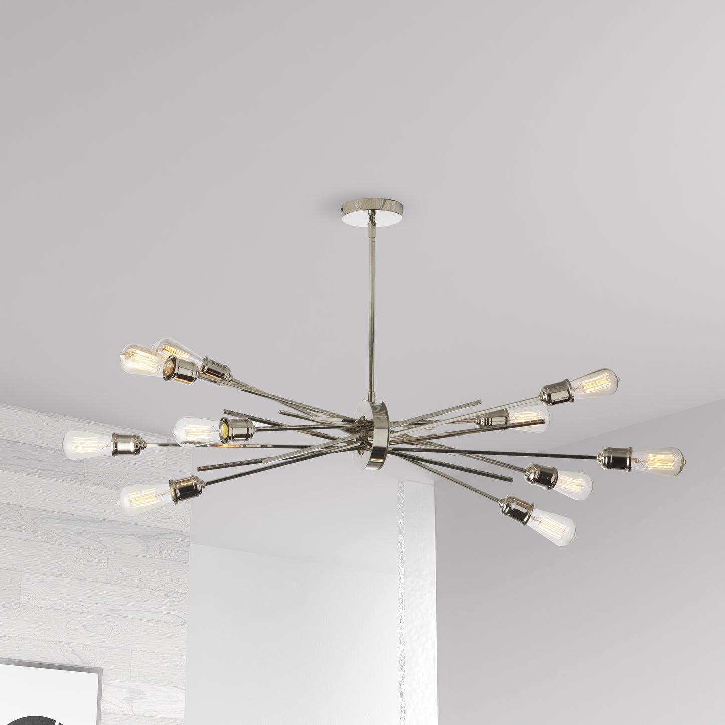 Dainolite 10 Light Horizontal Pendant, Burnished Chrome Finish