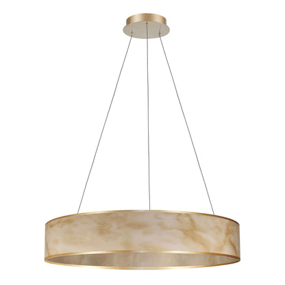 Dainolite 34W Pendant, Aged Brass w/ Marble Alabaster Shade