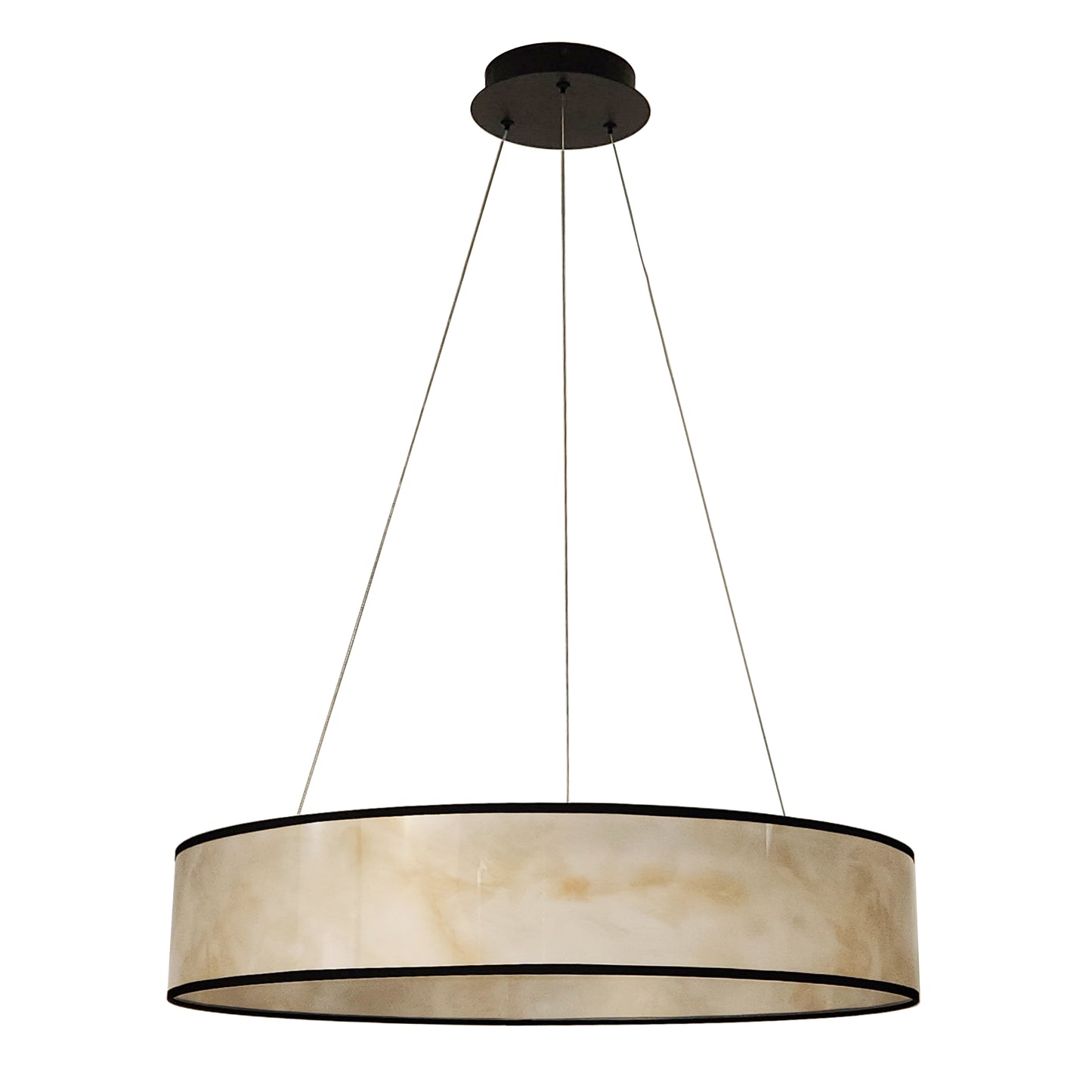Dainolite 34W Pendant, Matte Black w/ Marble Alabaster Shade