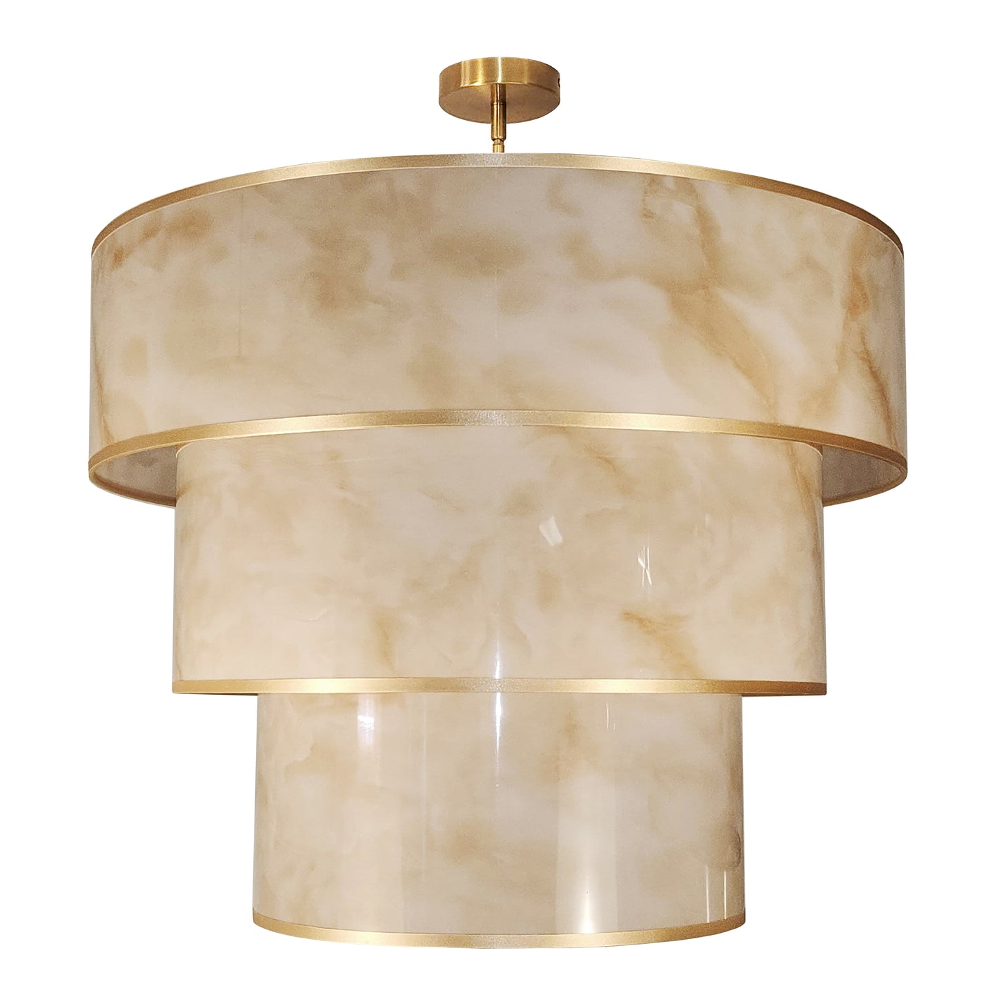 Dainolite 9 Light Incandescent Pendant, Aged Brass w/ Marble Alabaster