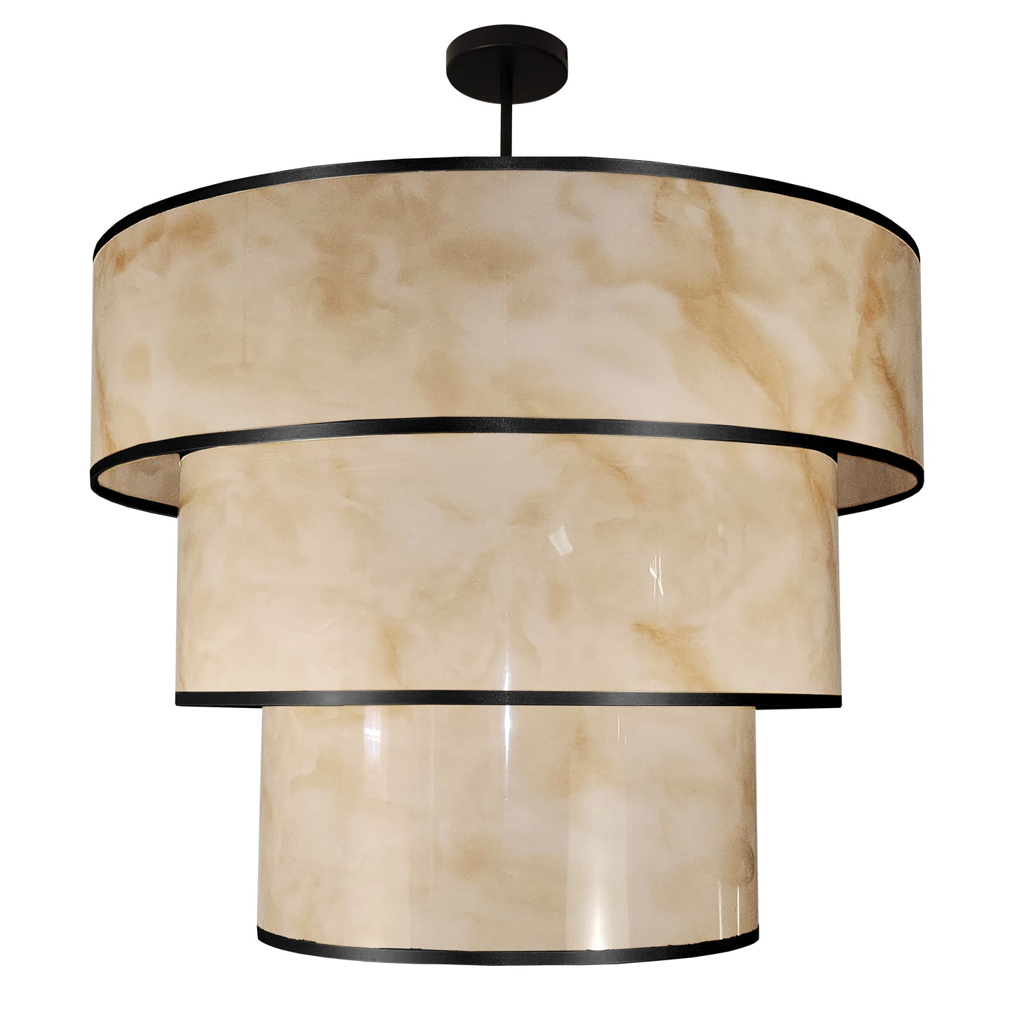 Dainolite 9 Light Incandescent Pendant, Matte Black w/Marble Alabaster Shade