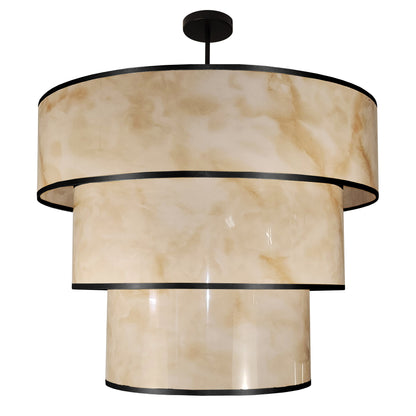 Dainolite 9 Light Incandescent Pendant, Matte Black w/Marble Alabaster Shade