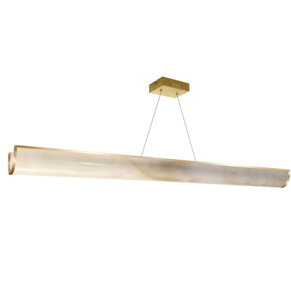 Dainolite 30W Horizontal Pendant, Aged Brass w/ Marble Alabaster Shade