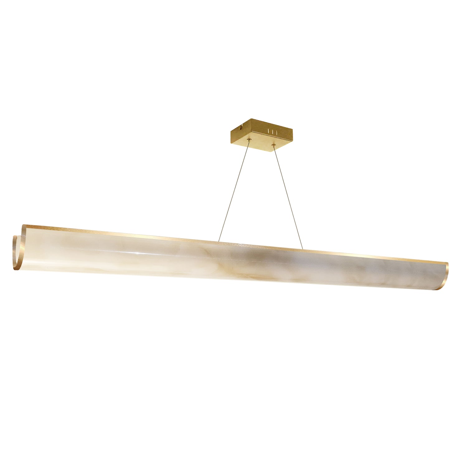 Dainolite 30W Horizontal Pendant, Aged Brass w/ Marble Alabaster Shade