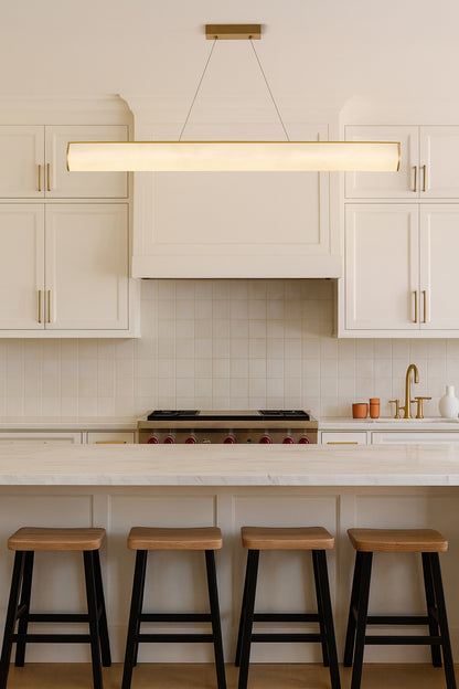 Dainolite 30W Horizontal Pendant, Aged Brass w/ Marble Alabaster Shade