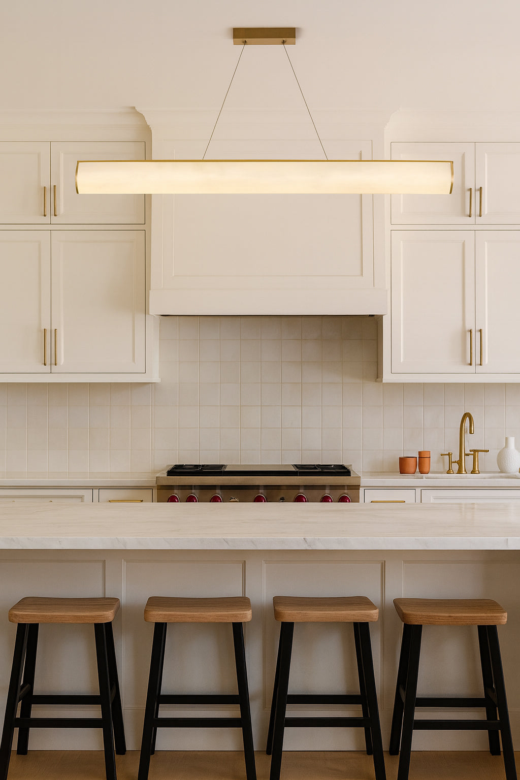 Dainolite 30W Horizontal Pendant, Aged Brass w/ Marble Alabaster Shade