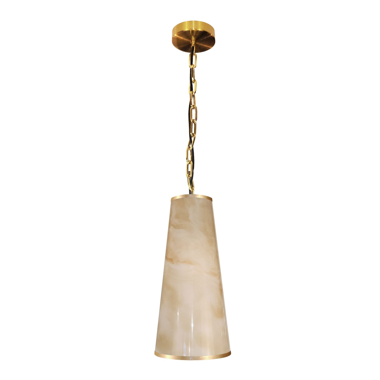 Dainolite 1 Light Incandescent Pendant, Aged Brass w/ Marble Alabaster Shade