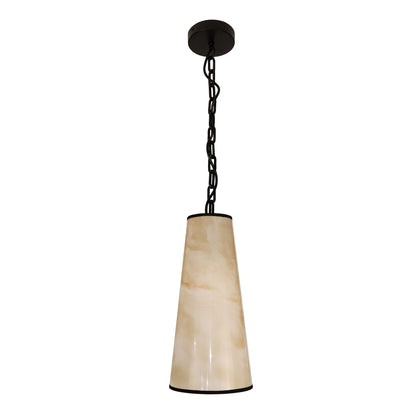 Dainolite 1 Light Incandescent Pendant, Matte Black w/Marble Alabaster Shade