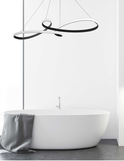 Dainolite 50W LED Horizontal Pendant, Matte Black with White Silicone Diffuser