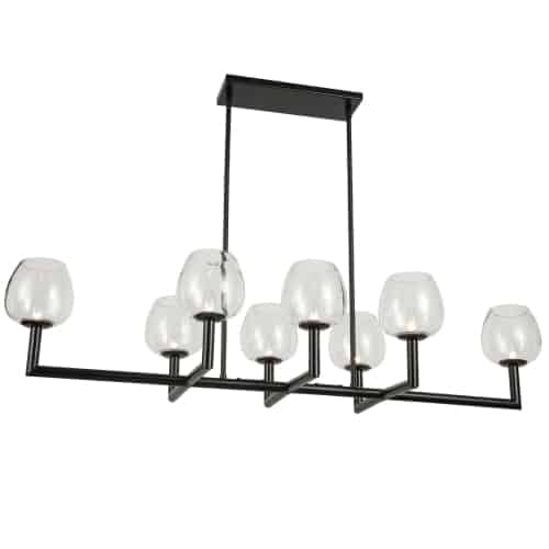 Dainolite NOR-478HC-MB-CLR 8 Light Incandescent Matte Black Horizontal Chandelier w/ Clear Glas