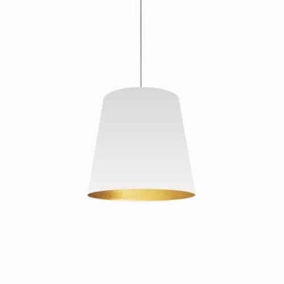 Dainolite 1 Light Tapered Drum Pendant with White on Gold Shade