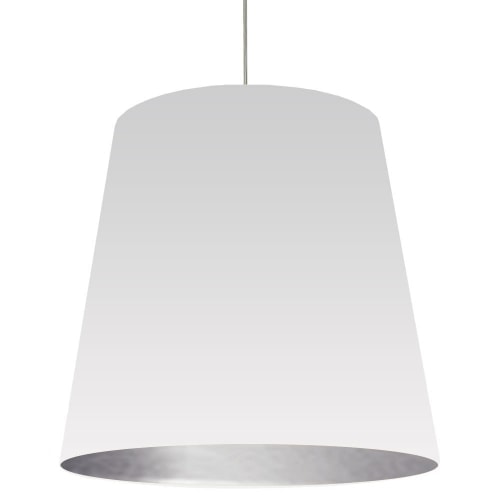 Dainolite 1 Light Tapered Drum Pendant with White on Silver Shade
