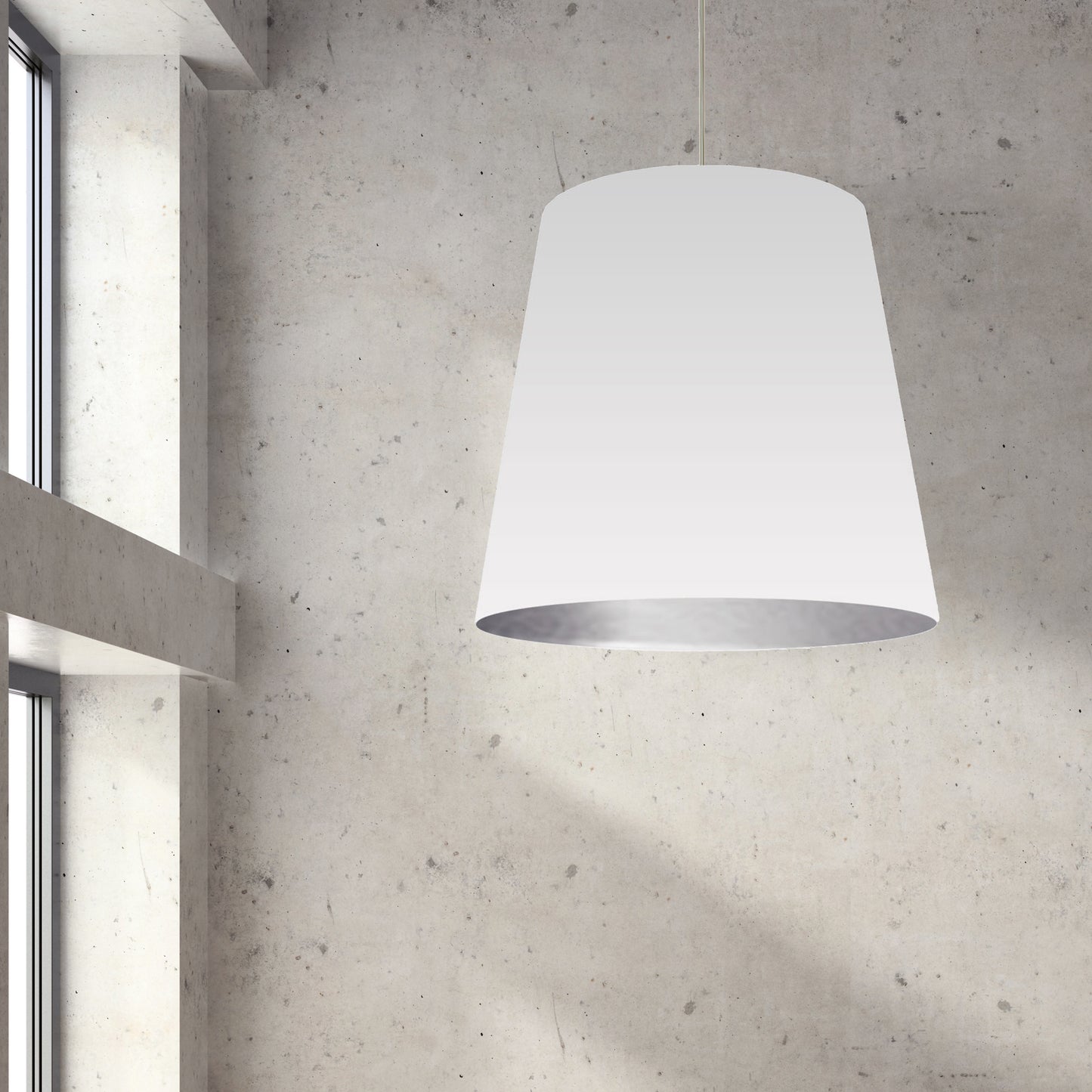 Dainolite 1 Light Tapered Drum Pendant with White on Silver Shade