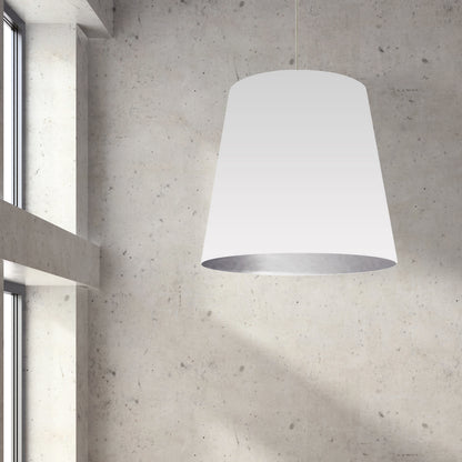 Dainolite 1 Light Tapered Drum Pendant with White on Silver Shade