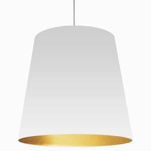 Dainolite 1 Light Tapered Drum Pendant with White on Gold Shade