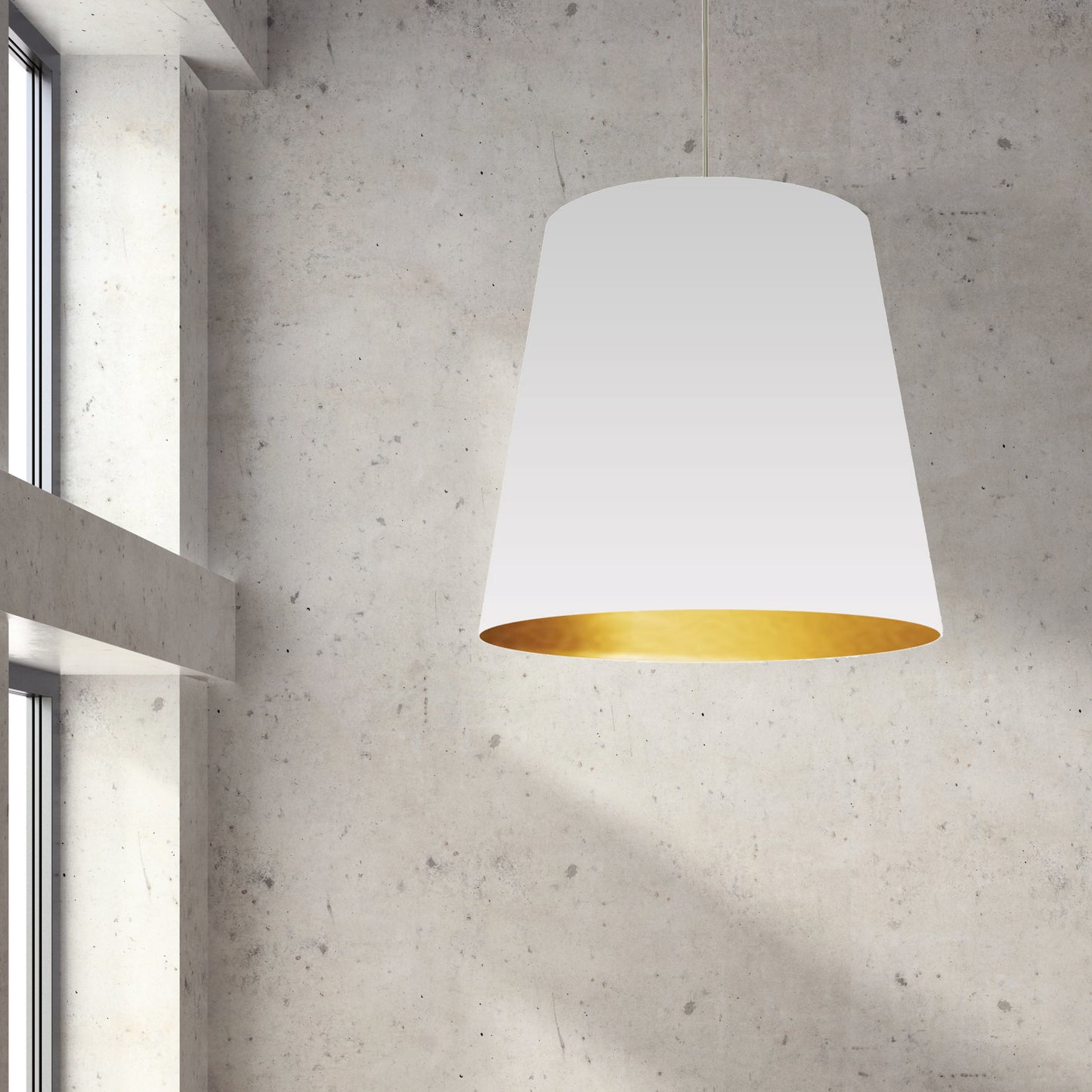 Dainolite 1 Light Tapered Drum Pendant with White on Gold Shade