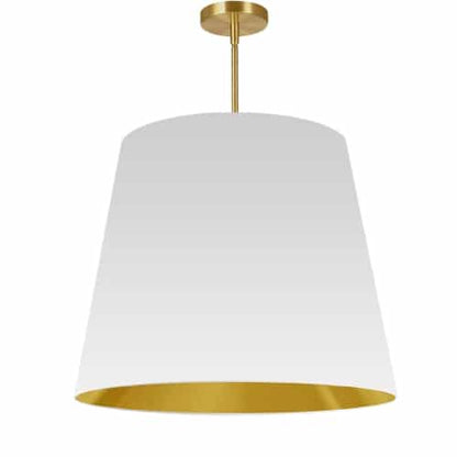 Dainolite 1 Light Oversized Drum Pendant Large White/Gold Shade