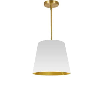 Dainolite 1 Light Oversized Drum Pendant Small White/Gold Shade