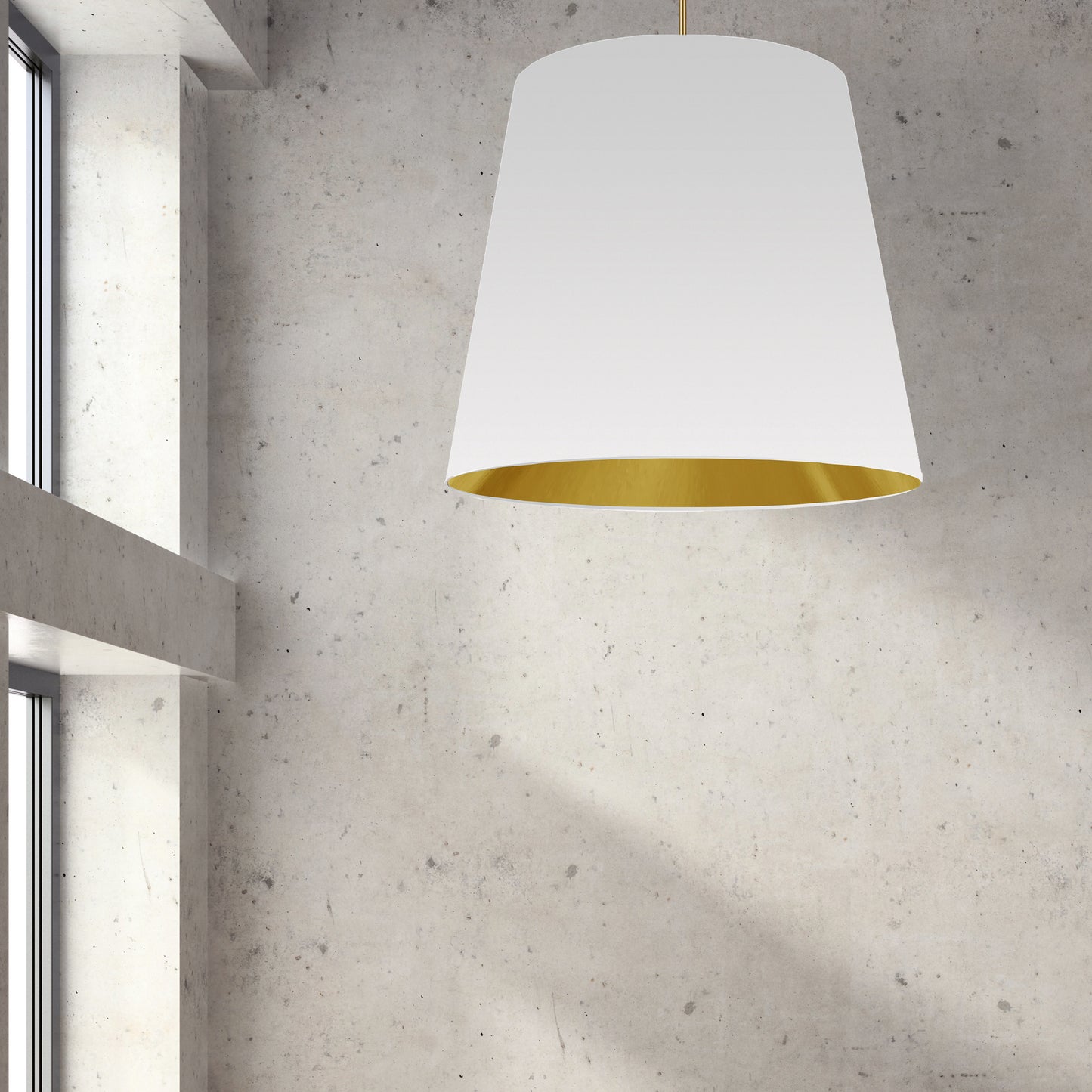 Dainolite 1 Light Oversized Drum Pendant X-Large White/Gold Shade