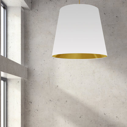Dainolite 1 Light Oversized Drum Pendant X-Large White/Gold Shade