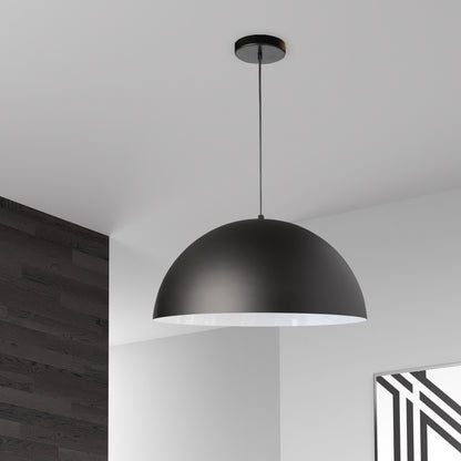 Dainolite 1 Light Incandescent Small Dome Pendant, Matte Black