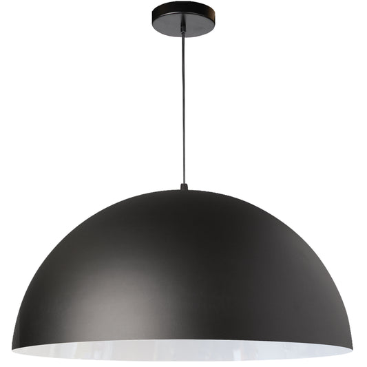 Dainolite 1 Light Incandescent Large Dome Pendant, Matte Black