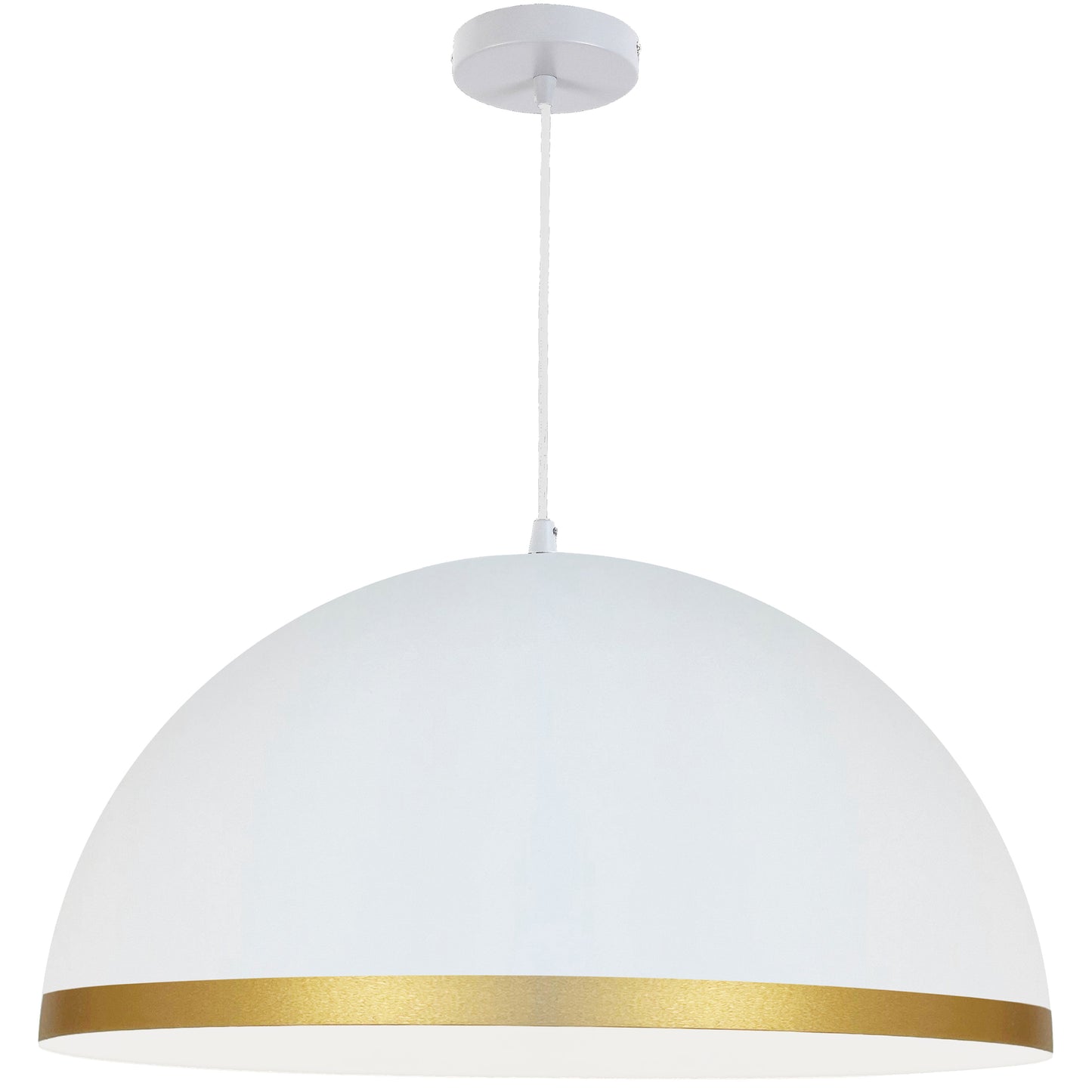 Dainolite 1 Light Incandescent Pendant Matte White with Gold Trim