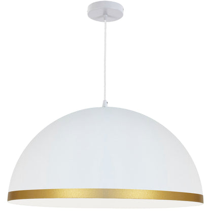 Dainolite 1 Light Incandescent Pendant Matte White with Gold Trim