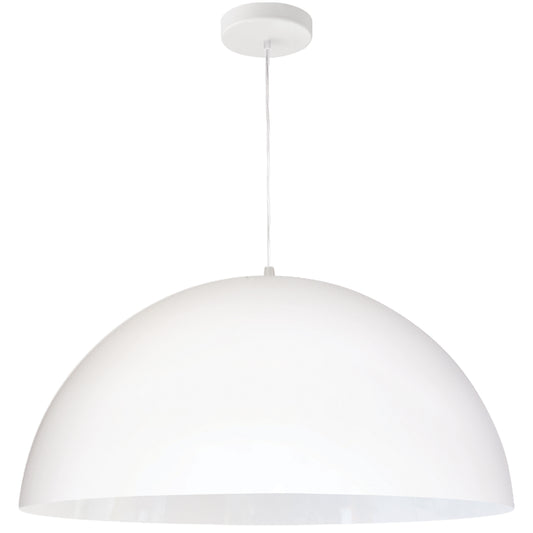 Dainolite 1 Light Incandescent Large Dome Pendant, Matte White
