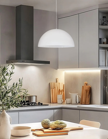 Dainolite 1 Light Incandescent Large Dome Pendant, Matte White