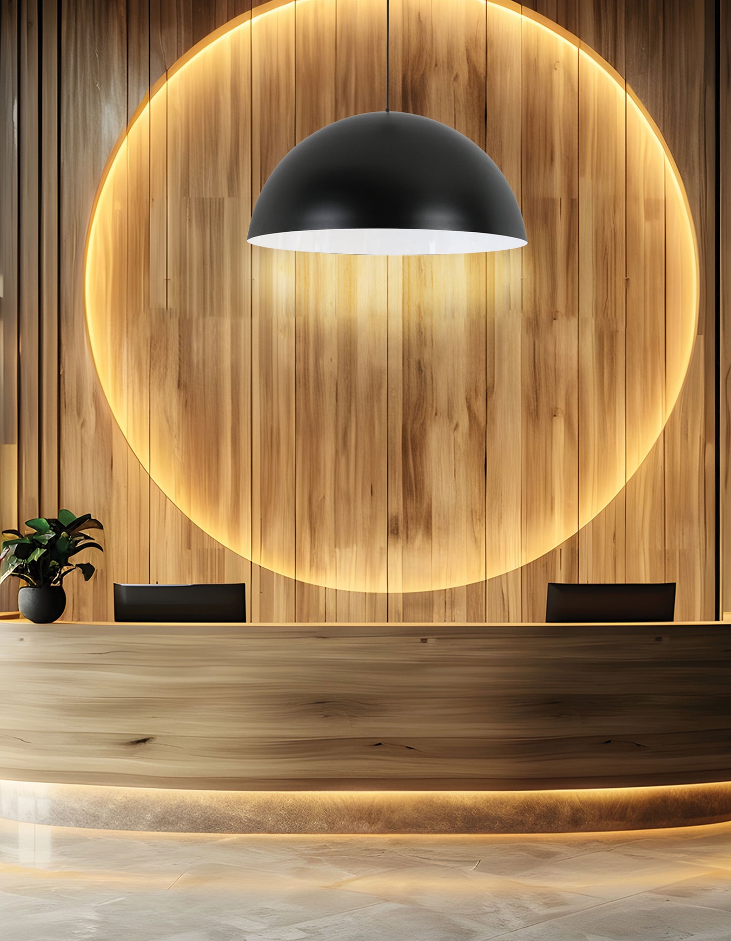 Dainolite 1 Light Incandescent Large Dome Pendant, Matte Black