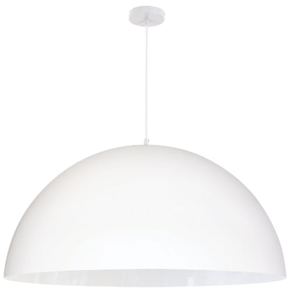 Dainolite 1 Light Incandescent Large Dome Pendant, Matte White