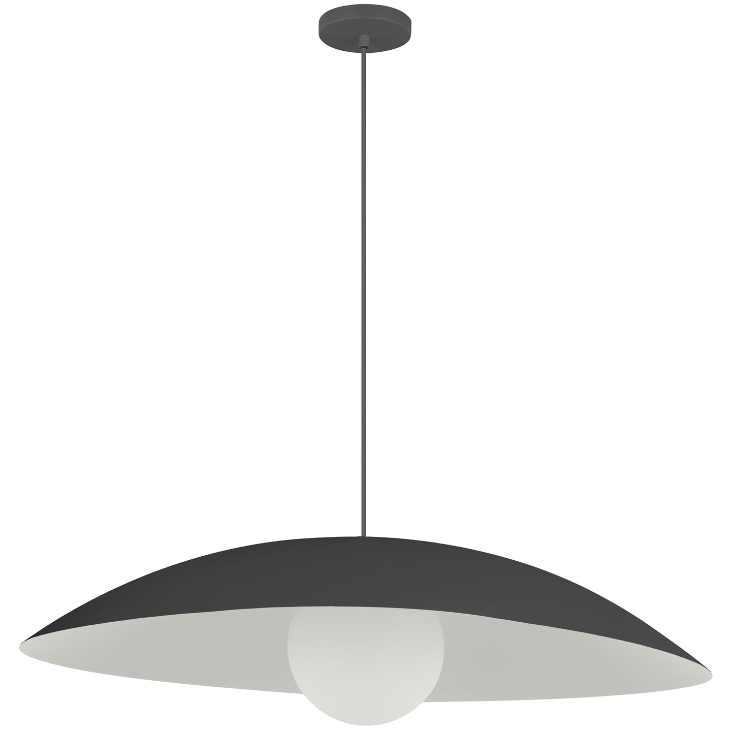Dainolite 1 Light Pendant, Matte Black w/ Opal Glass