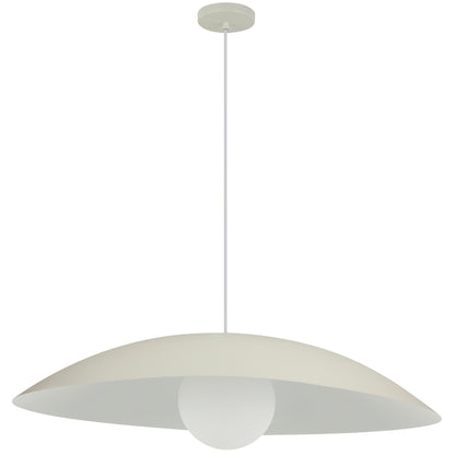 Dainolite 1 Light Pendant, Matte Beige w/ Opal Glass
