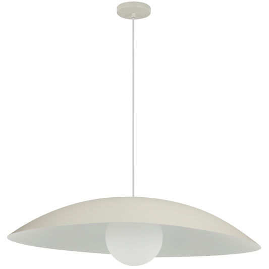 Dainolite 1 Light Pendant, Matte Beige w/ Opal Glass