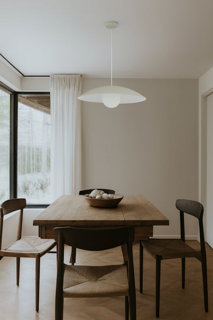 Dainolite 1 Light Pendant, Matte Linen w/ Opal Glass