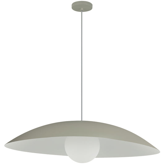 Dainolite 1 Light Pendant, Matte Linen w/ Opal Glass