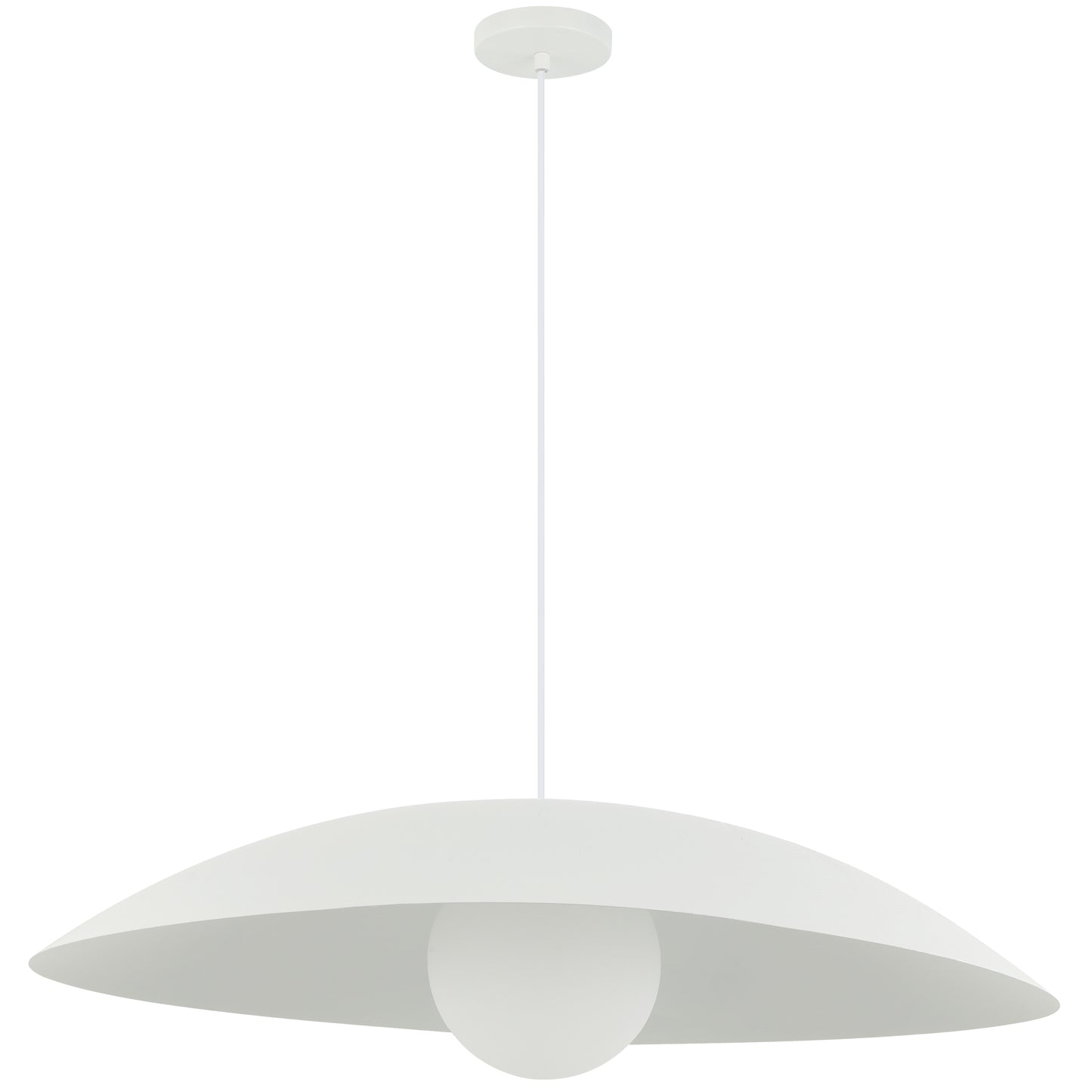 Dainolite 1 Light Pendant, Matte White w/ Opal Glass