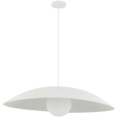 Dainolite 1 Light Pendant, Matte White w/ Opal Glass