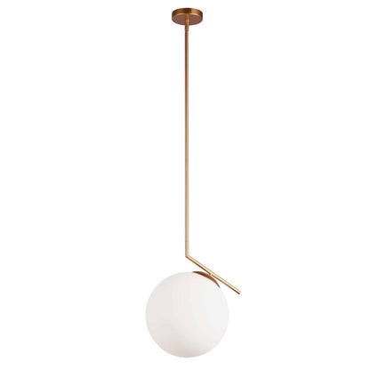 Dainolite 1 Light Incandescent Pendant, Plated Gold Finish with White Glass