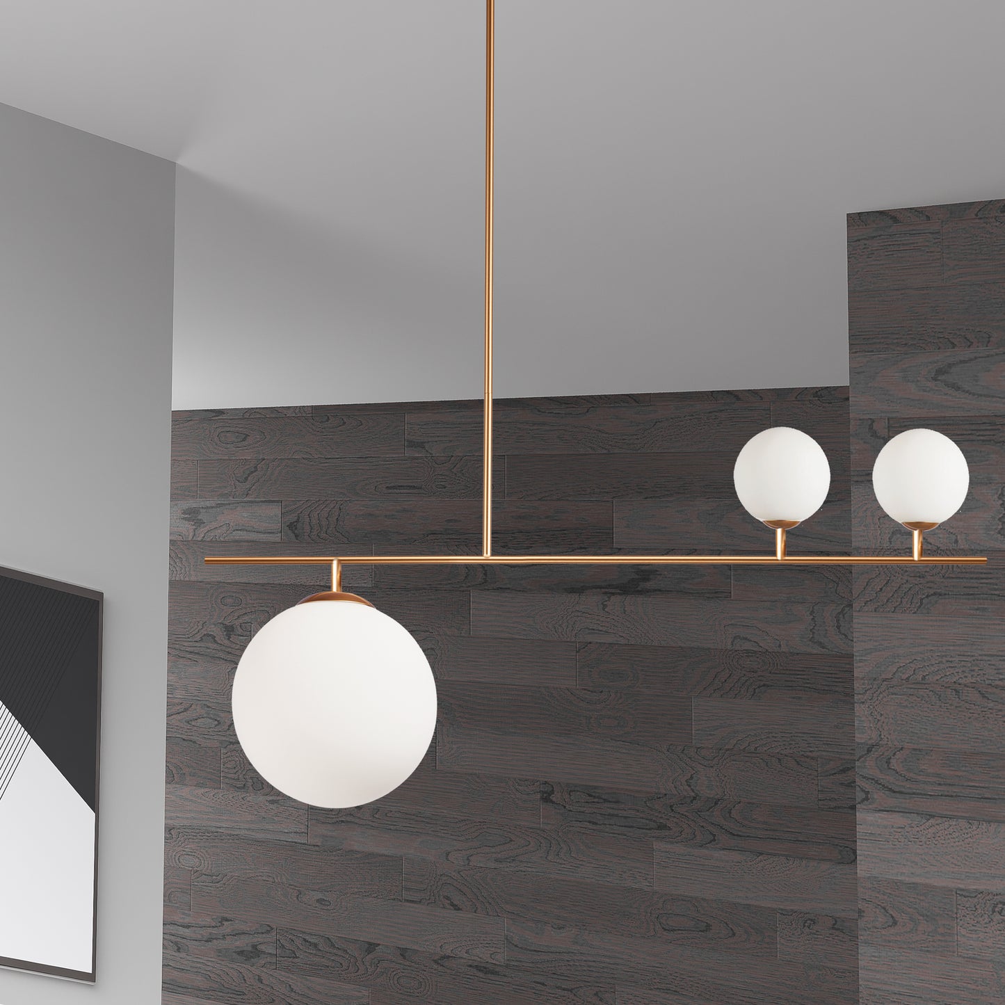 Dainolite 3 Light Incandescent Pendant, Gold Finish