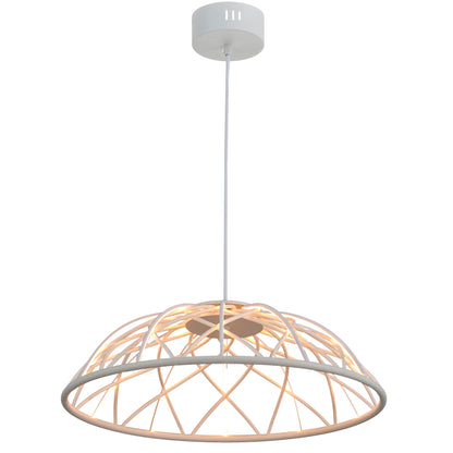Dainolite 16W Pendant in Matte White w/ White Cloth Covered Frame