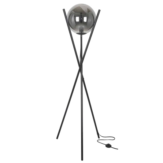 Dainolite PAM-601F-MB 1 Light Incandescent Floor Lamp Matte Black Finish with Smoked Glass