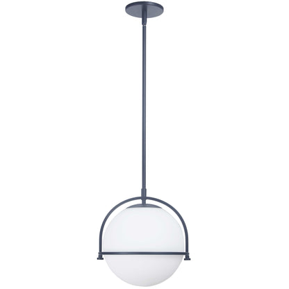 Dainolite 1 Light Incandescent Pendant Matte Black with White Opal Glass