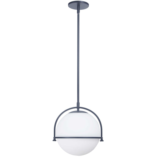Dainolite 1 Light Incandescent Pendant Matte Black with White Opal Glass