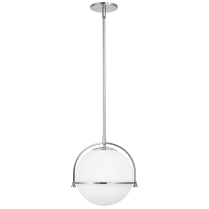 Dainolite 1 Light Incandescent Pendant Polished Chrome with White Opal Glass