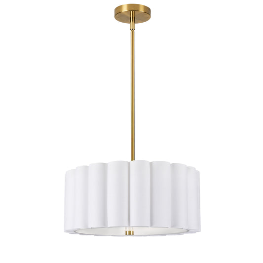 Dainolite 3 Light Aged Brass Pendant w/ White Shade