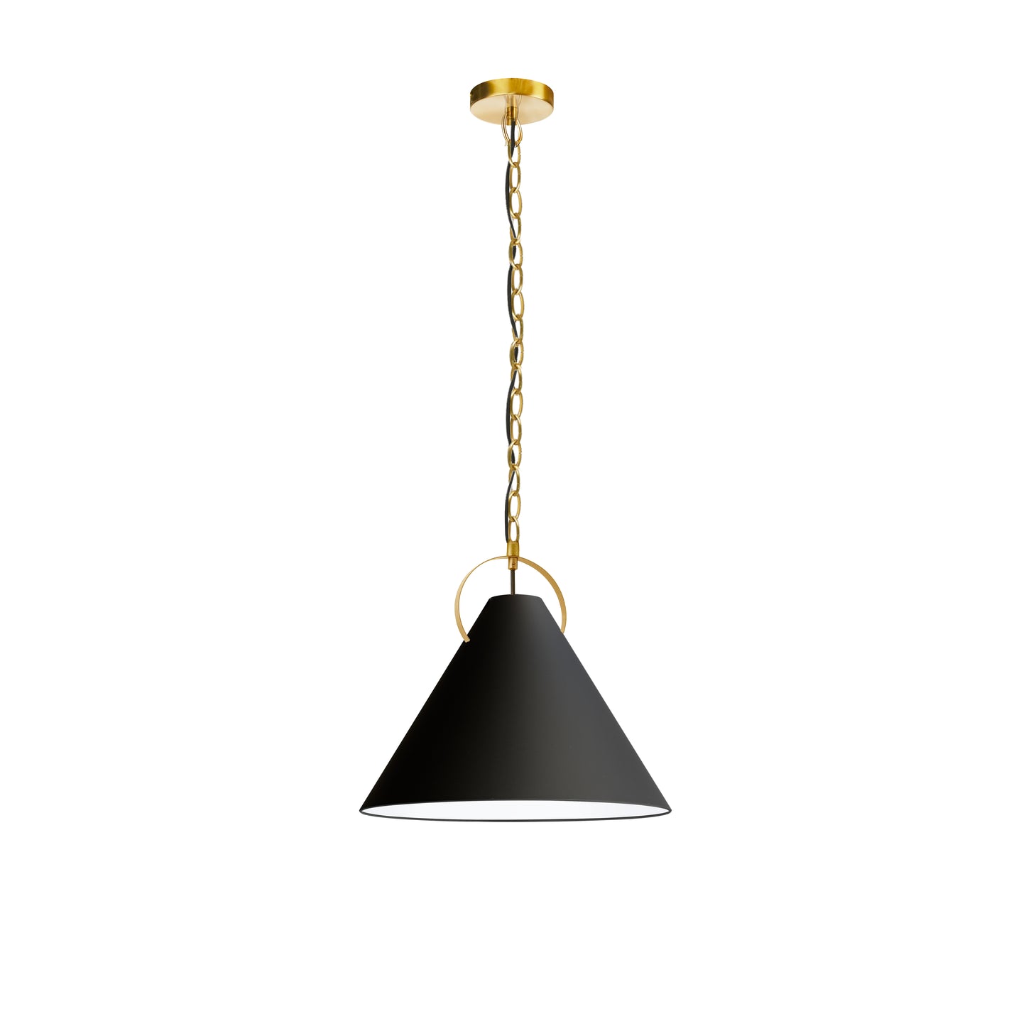 Dainolite PCN-161P-AGB-797 1 Light Incandescent Pendant, Aged Brass with Black Shade