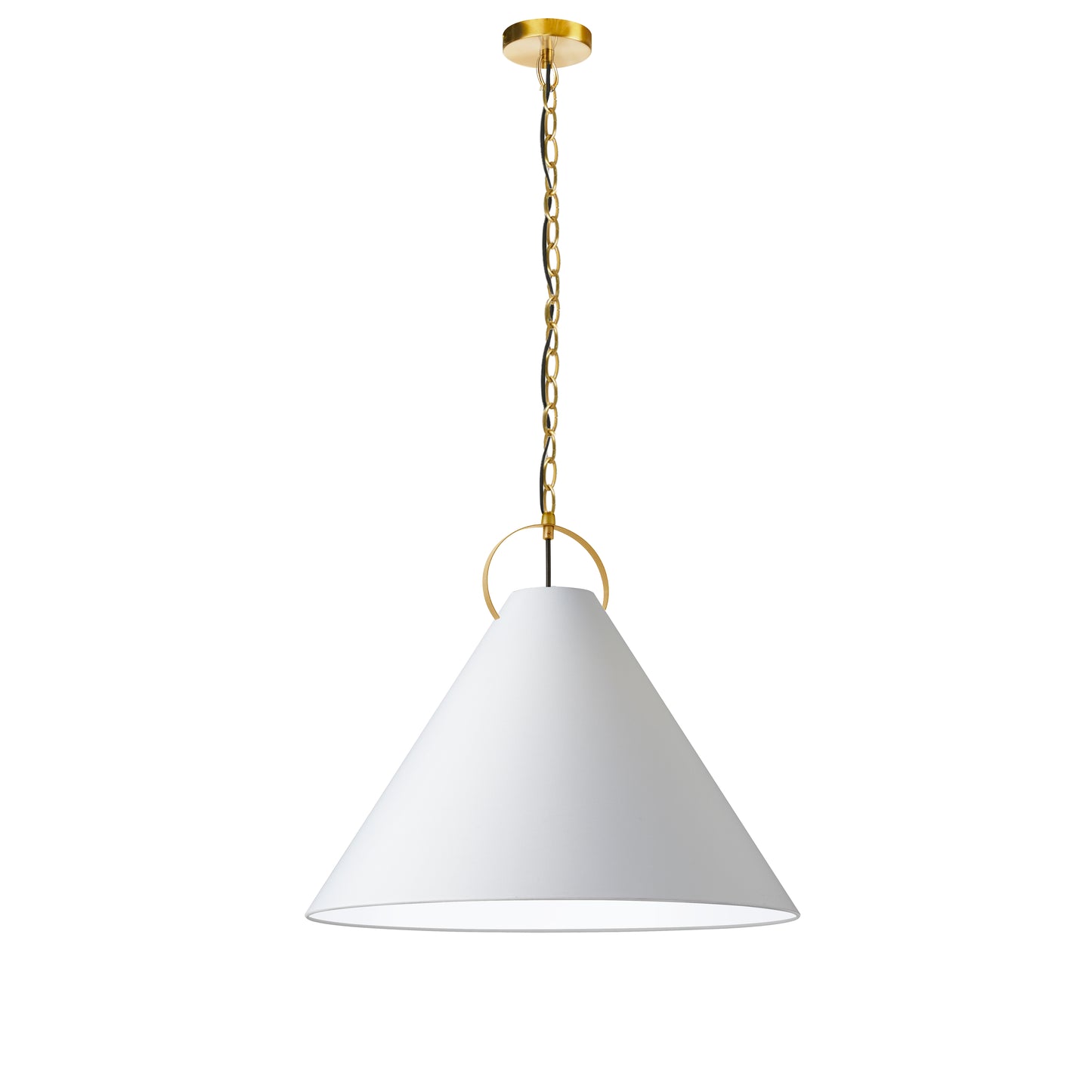 Dainolite 1 Light Incandescent Pendant, Aged Brass with White Shade